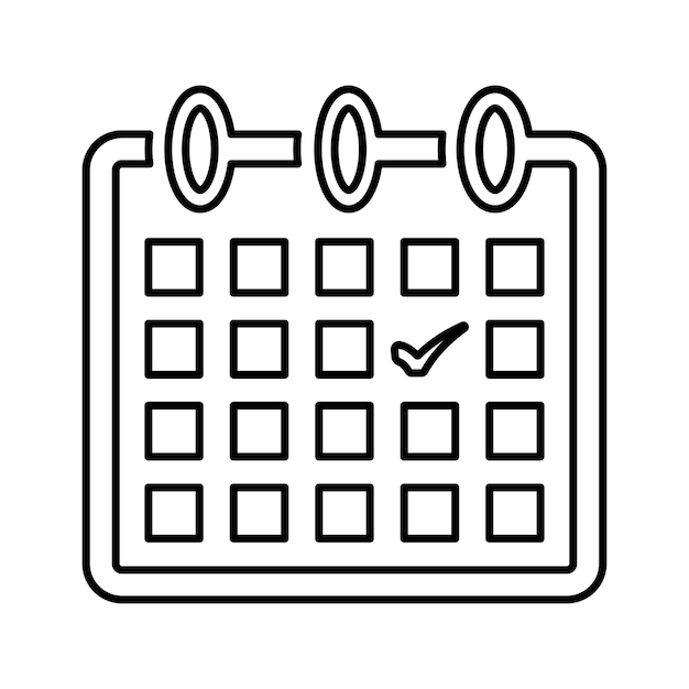 Icon de fecha de calendario de cita Diseño del contorno de la línea
