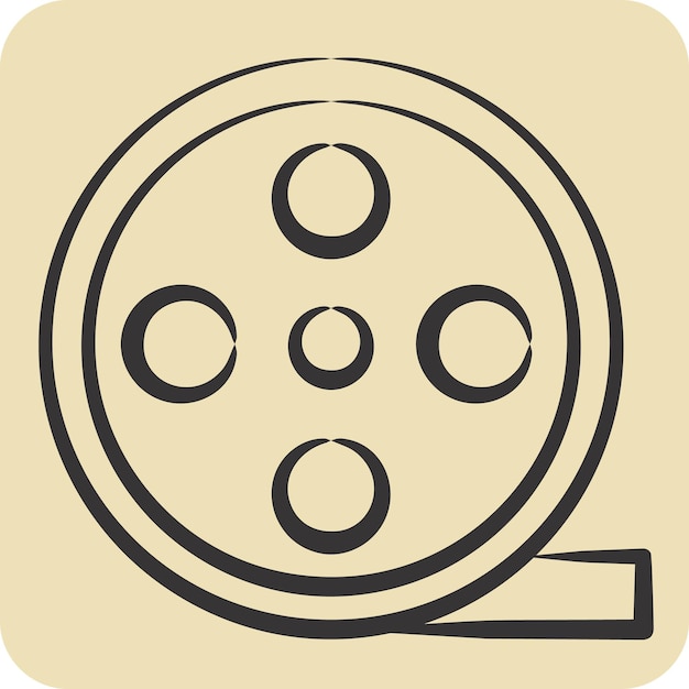 Icon Film Rol relacionado con el símbolo de entretenimiento estilo dibujado a mano diseño simple