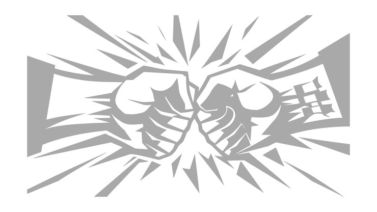 Vector icon fist bump para el acuerdo de trabajo en equipo y la ilustración de conceptos de competencia