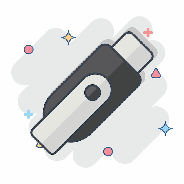 Icon Flashdisk relacionado con el símbolo de la computadora estilo cómic diseño simple editable