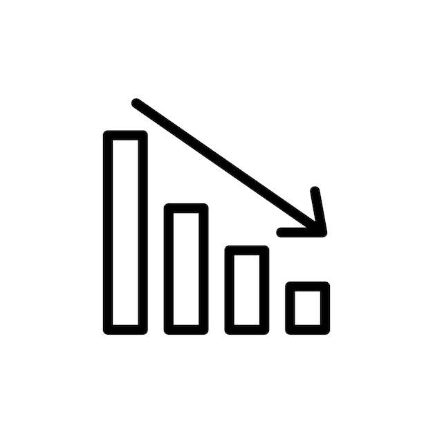 Icon de flecha hacia abajo del gráfico conjunto de declive hacia abajo símbolo vectorial del gráfico