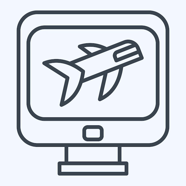 Icon Flight Check In relacionado con el estilo de línea de símbolos del aeropuerto ilustración de diseño simple