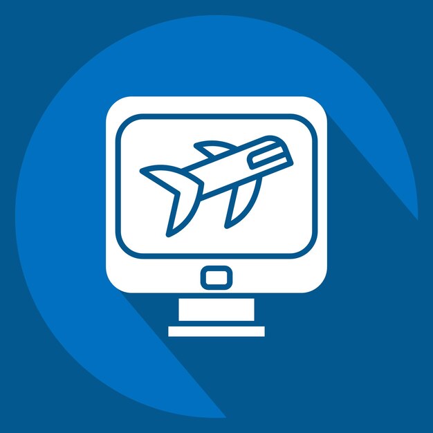 Icon Flight Check In relacionado con el símbolo del aeropuerto estilo sombra larga ilustración de diseño simple