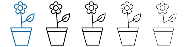 Icon de la flor en la olla Logotipo vectorial de contorno para la aplicación web