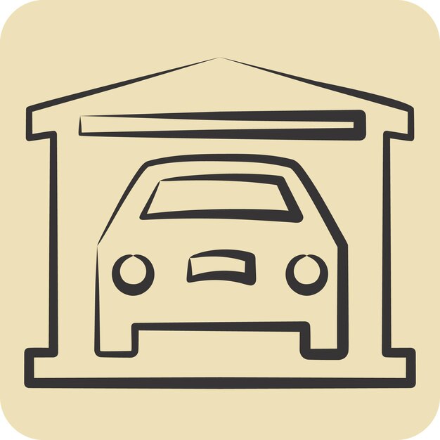 Icon Garage relacionado con el automóvil Símbolo de automoción estilo dibujado a mano diseño simple editable