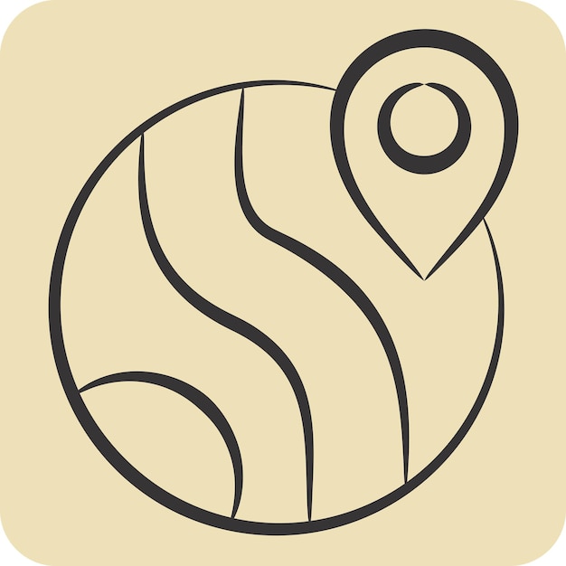 Icon Geolocalización relacionada con el símbolo de navegación estilo dibujado a mano ilustración de diseño simple
