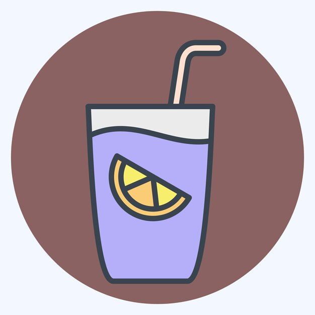 Icon Gin Tonic relacionado con CocktailsDrink símbolo de color mate estilo diseño sencillo editable