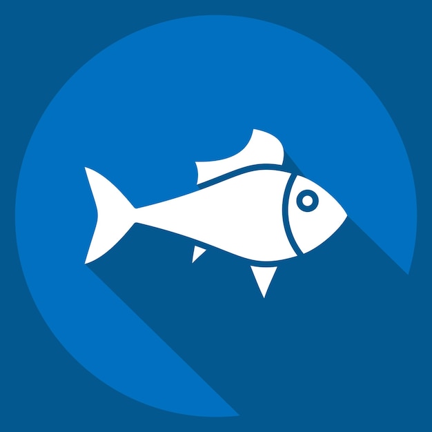 Icon Guppy relacionado con el símbolo del mar estilo sombra larga ilustración simple