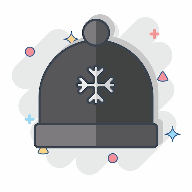 Icon Hat relacionado con el símbolo del invierno estilo cómico ilustración simple
