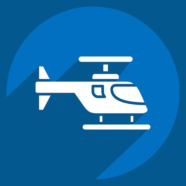 Icon Helicóptero relacionado con la guerra Símbolo militar estilo sombra larga ilustración simple