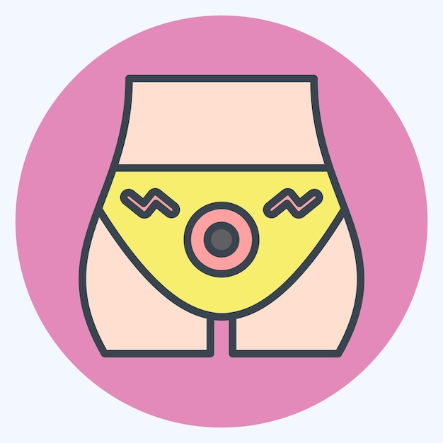 Icon Hemorroides relacionado con el cuerpo Sínbolo de dolor color mate estilo diseño simple editable