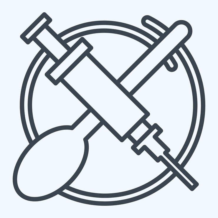 Vector icon heroína relacionada con la adicción el estilo de la línea de símbolos del diccionario
