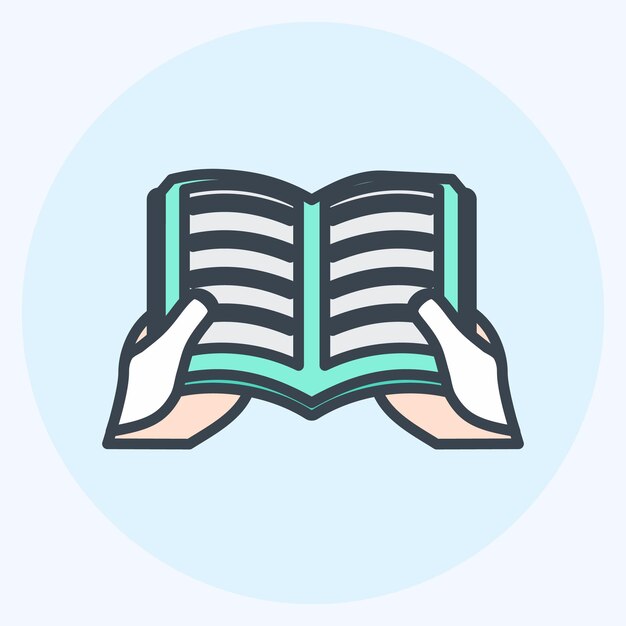 Icon Holding Book adecuado para las acciones de la mano símbolo color mate diseño de estilo editable