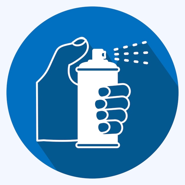 Icon Holding Spray Bottle adecuado para acciones manuales símbolo estilo de sombra larga diseño editable