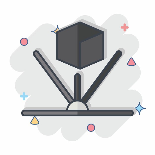 Icon Holograma relacionado con la visualización 3D símbolo estilo cómic diseño simple editable