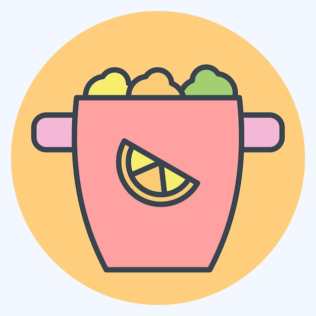 Icon Ice Bucket relacionado con CocktailsDrink símbolo color mate estilo diseño sencillo editable