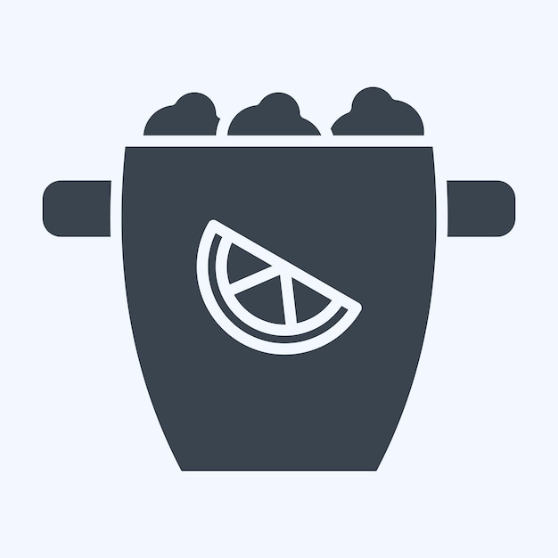 Icon Ice Bucket relacionado con cócteles Símbolo de bebida estilo glifo diseño simple editable