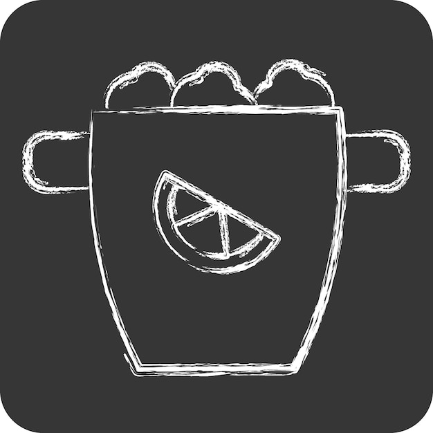Icon Ice Bucket relacionado con cócteles Símbolo de bebida tiza Estilo diseño sencillo ilustrado editable