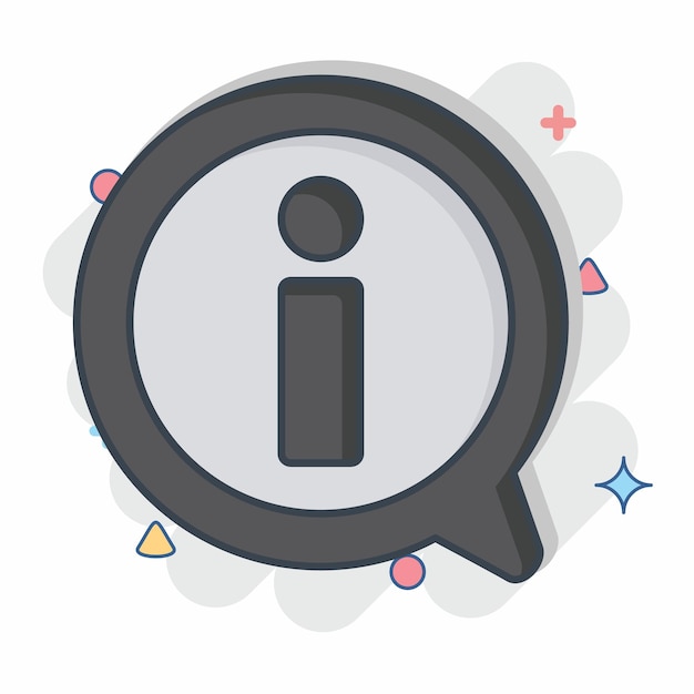Icon Información Señal relacionada con el símbolo de aprendizaje estilo cómic ilustración de diseño simple