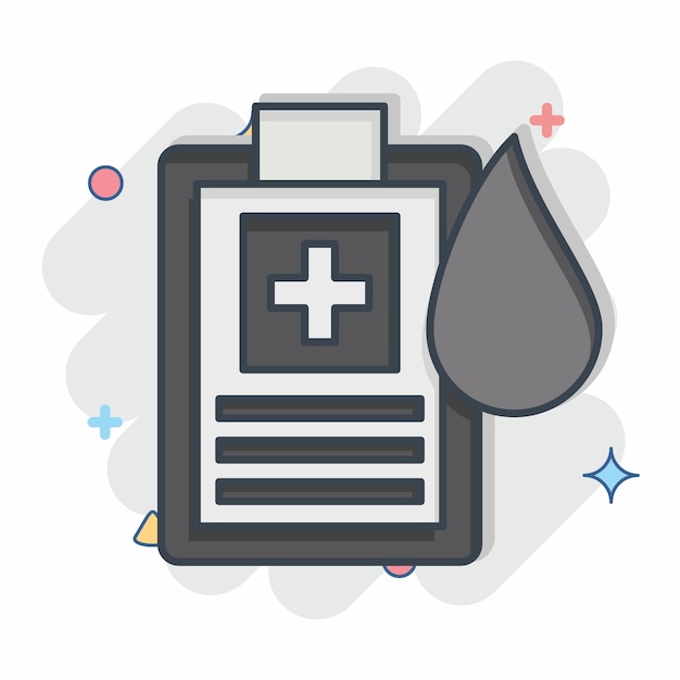 Icon Informe relacionado con el símbolo de la donación de sangre estilo cómico diseño simple editable
