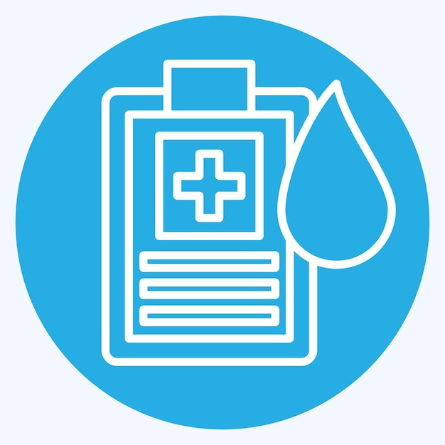 Icon Informe relacionado con el símbolo de la donación de sangre ojos azules estilo diseño simple editable