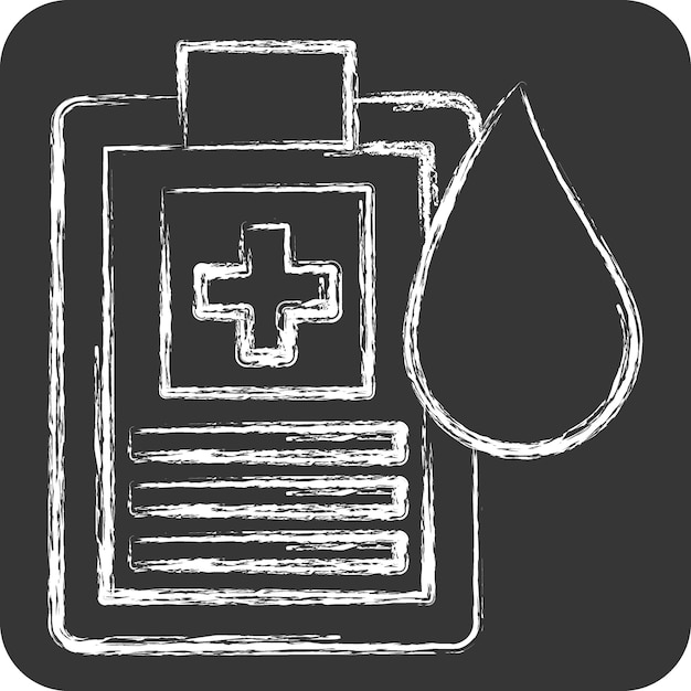 Icon Informe relacionado con el símbolo de la donación de sangre tiza Estilo diseño simple editable ilustración simple