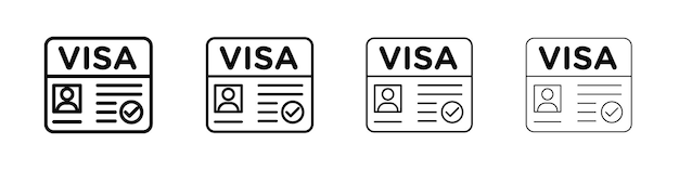 Icon de inicio de la visa Conjunto de símbolos de señal de contorno