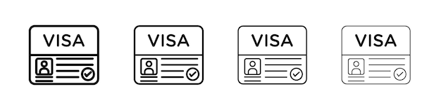 Icon de inicio de la visa Conjunto de símbolos de señal de contorno