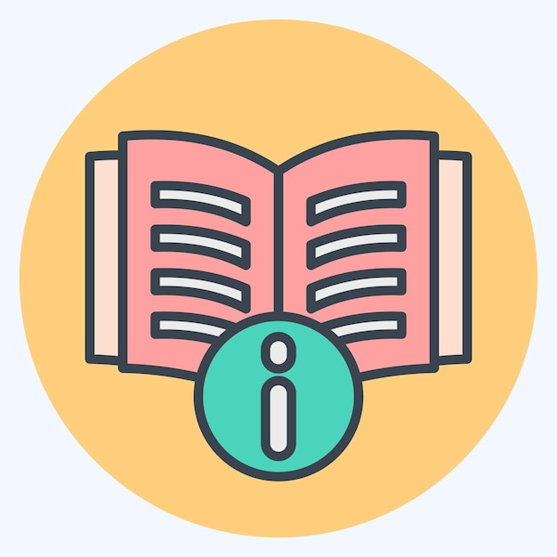 Icon Instrucciones relacionadas con el símbolo del libro estilo de color mate ilustración de diseño simple