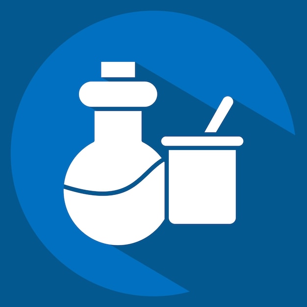 Icon Instrumentos científicos relacionados con la bioquímica símbolo estilo de sombra larga diseño simple editable