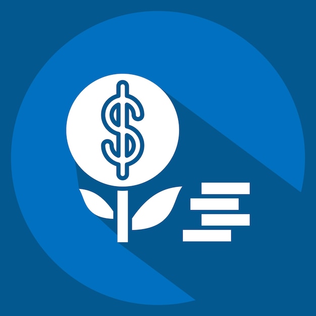 Icon Inversión relacionada con Finanzas e Impuestos símbolo de sombra larga estilo ilustración de diseño simple