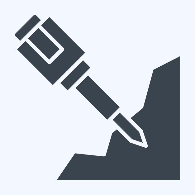 Icon Jackhammer relacionado con el estilo de glifo del símbolo de minería diseño simple editable