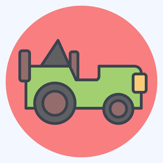 Icon Jeep del Ejército relacionado con Militar Y símbolo del Ejército color mate estilo ilustración simple