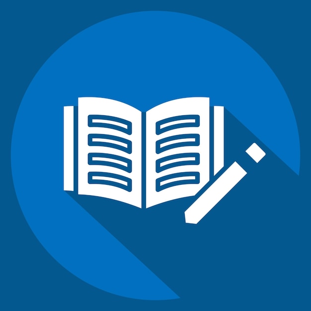 Icon Journal relacionado con el símbolo del libro estilo sombra larga ilustración de diseño simple