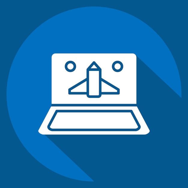 Icon juego en línea relacionado con juego en línea símbolo de sombra larga estilo ilustración simple
