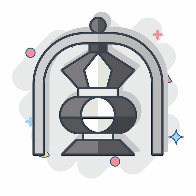 Icon Lanterna relacionada con el símbolo de Arabia Saudita estilo cómic diseño simple editable