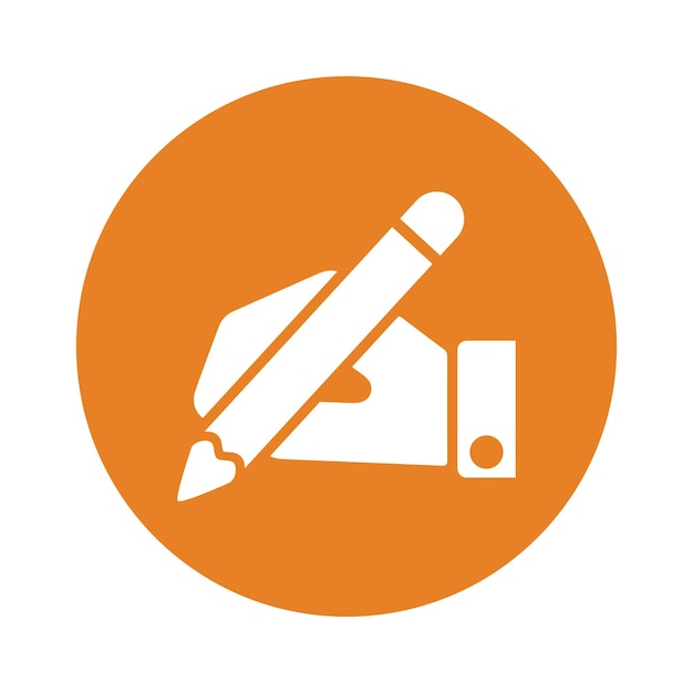 Icon de lápiz y lápiz de diseño de color naranja