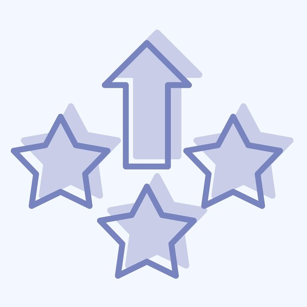 Icon Level Up relacionado con el símbolo del juego en línea de estilo de dos tonos ilustración simple