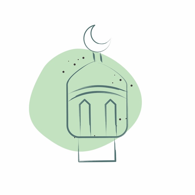 Icon Linterna relacionada con el símbolo de Ramadán Color Spot Estilo ilustración simple