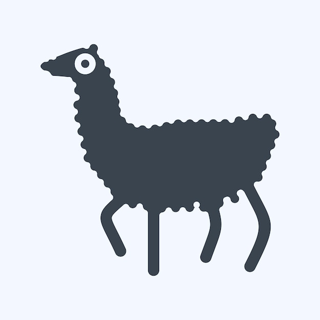 Icon Llama relacionado con los animales domésticos símbolo diseño de estilo glifo editable