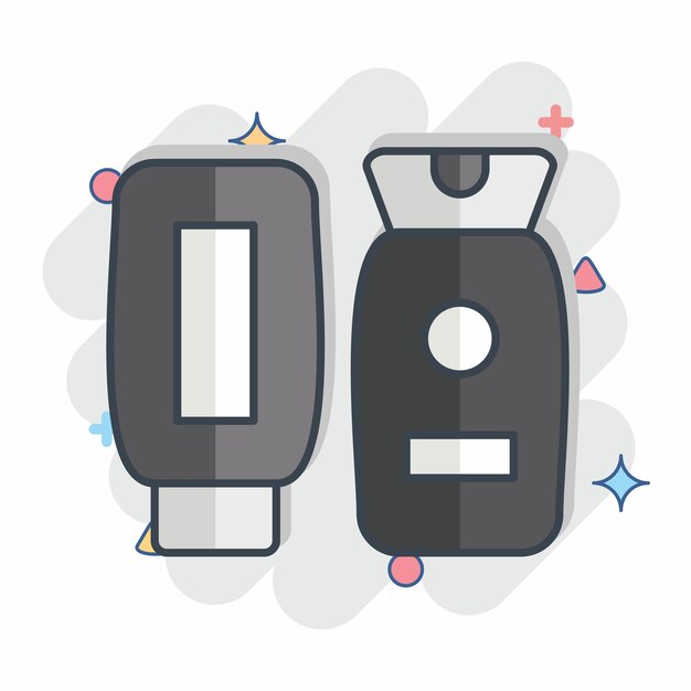 Icon Loción relacionada con el símbolo cosmético estilo cómic ilustración simple