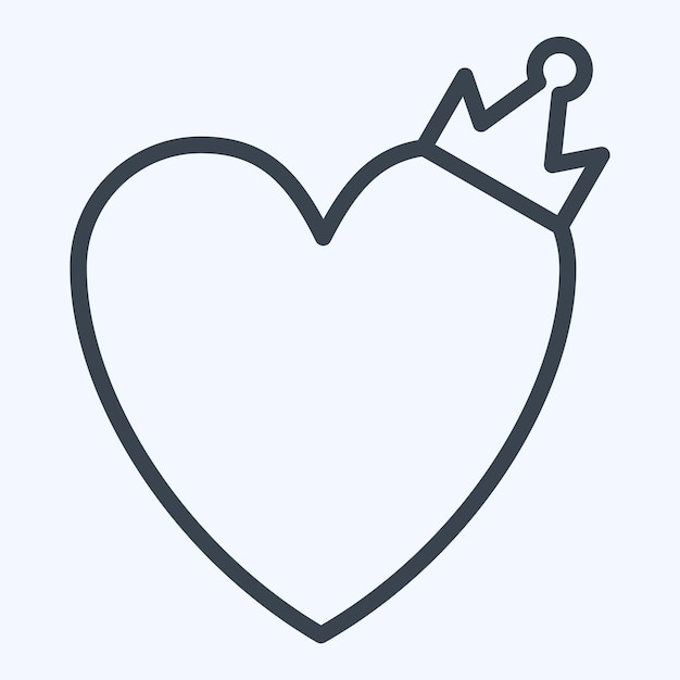 Icon Love King relacionado con el estilo de línea de símbolos del Día de San Valentín diseño simple editable