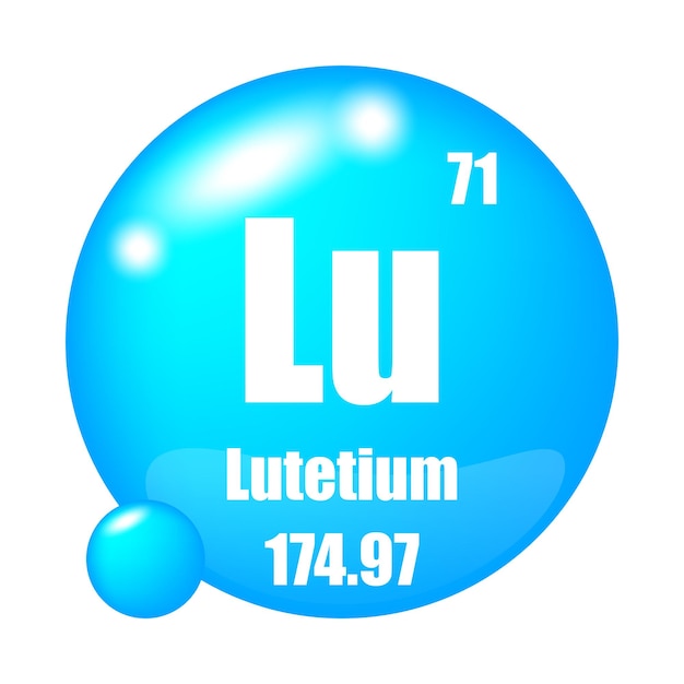 Icon Lu El elemento lutecio Número atómico 71 Masa 17497 Imagen de la esfera azul Símbolo vectorial