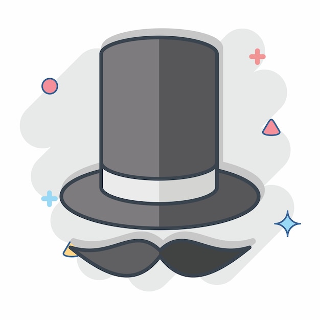 Icon Magician relacionado con el símbolo mágico estilo cómic diseño simple editable