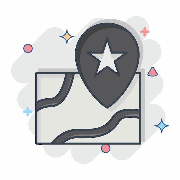 Icon Map 2 relacionado con el estilo cómico del símbolo de ocio y viajes
