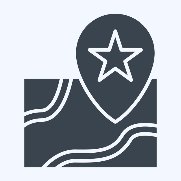 Icon Map 2 relacionado con el estilo de glifo del símbolo de ocio y viajes