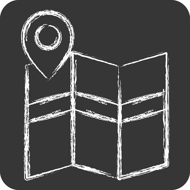 Icon Mapa Búsqueda relacionada con el símbolo de navegación tiza Ilustración de diseño sencillo de estilo