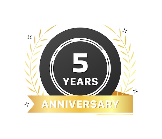 Icon de la medalla de 5 años de aniversario Icon de estilo plano Icon de vector