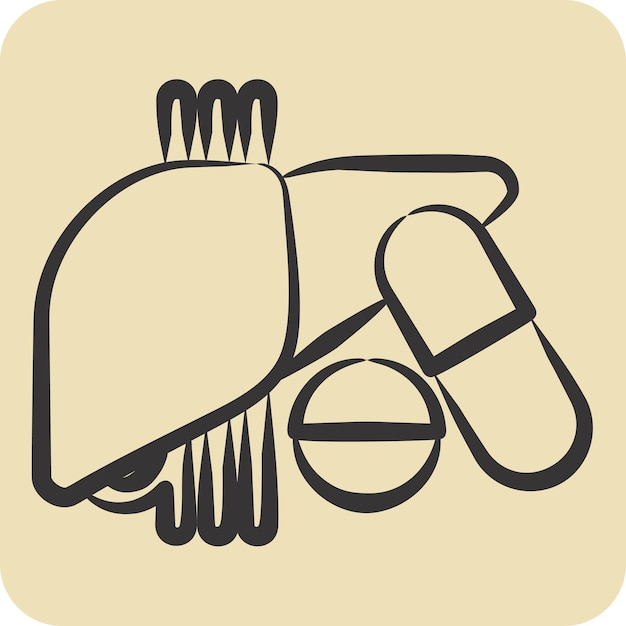 Icon Medicamento relacionado con Hepatólogo símbolo estilo dibujado a mano diseño simple editable