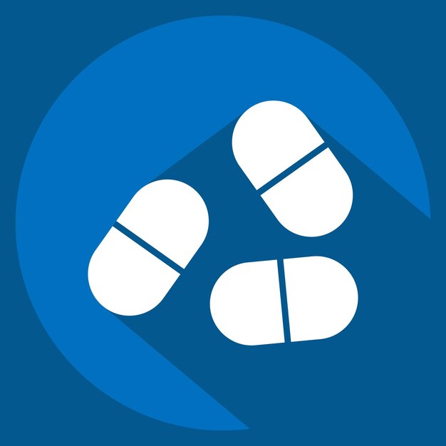 Icon Medicina relacionada con el símbolo de jubilación diseño de estilo de sombra larga editable